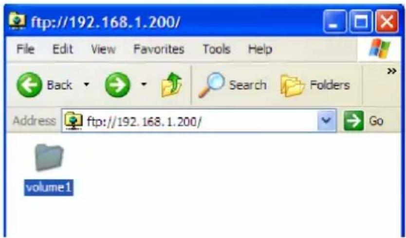 ftp://192.168.1.200/ File Edit View Favorites Tools Help Back Search Folders Address ftp://192.168.1.200/ volume1 Go