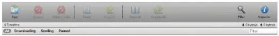 Open Browse Import Code Paste Delete Paste All Rename All Filter Inspector 6 Transfers All Downloading Seeding Paused 0 bytes/s 0 bytes/s Filter