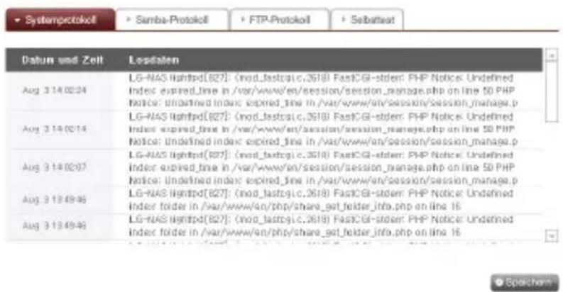 Systemprotocol ► Samba-Protocol ► FTP-Protocol ► Selbatest Datum und Zeit Losdaten Aug 3140024 LG-NAS httpd[827]: (mod_fastlogic,3618) FastCGI-stdem: PHP Notice: Undefined Index expired_time in /var/www/en/session/session_manage.php on line 50 PHP Notice: Undefined index expired_time in /var/www/en/session/session_manage.p Aug 3140014 LG-NAS httpd[827]: (mod_fastlogic,3618) FastCGI-stdem: PHP Notice: Undefined Index expired_time in /var/www/en/session/session_manage.php on line 50 PHP Notice: Undefined index expired_time in /var/www/en/session/session_manage.p Aug 3140027 LG-NAS httpd[827]: (mod_fastlogic,3618) FastCGI-stdem: PHP Notice: Undefined Index expired_time in /var/www/en/session/session_manage.php on line 50 PHP Notice: Undefined index expired_time in /var/www/en/session/session_manage.p Aug 3134946 LG-NAS httpd[827]: (mod_fastlogic,3618) FastCGI-stdem: PHP Notice: Undefined Index folder in /var/www/en/php/share_get_folder_info.php on line 16 Aug 3134946 LG-NAS httpd[827]: (mod_fastlogic,3618) FastCGI-stdem: PHP Notice: Undefined Index folder in /var/www/en/php/share_get_folder_info.php on line 16