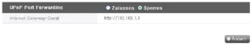 UPnP Port Forwarding Zulassen Sperren Internet Gateway-Geral http://192.168.1.1 Ändern