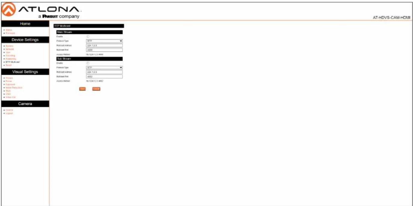 Atlona AT-HDVS-CAM-HDMI - RTP Multicast Page - 1