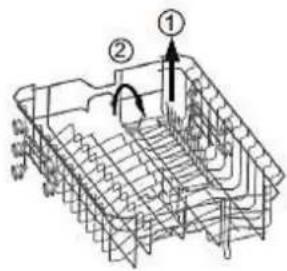 Technical diagram of a mechanical assembly with numbered components and directional arrows indicating flow or movement.