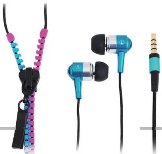 Product photo of a pair of earbuds with different colors and accessories, no visible text or symbols