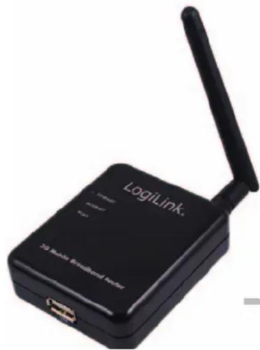 Black LogiLink 3G Mobile Broadband Router device with wireless antenna (no visible text or symbols on device body)