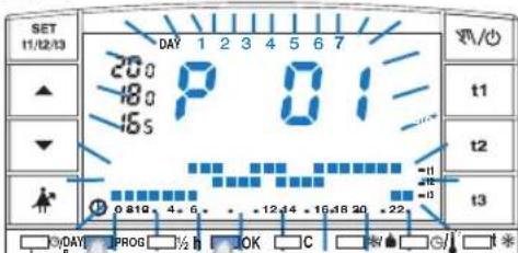 SET 11/12/13 DA? 20 18 16s P 01 t1 t2 t3 0 8 10 4 5 6 7 +12 14 +16 18 20 +22 0/DAY PROG √OK C