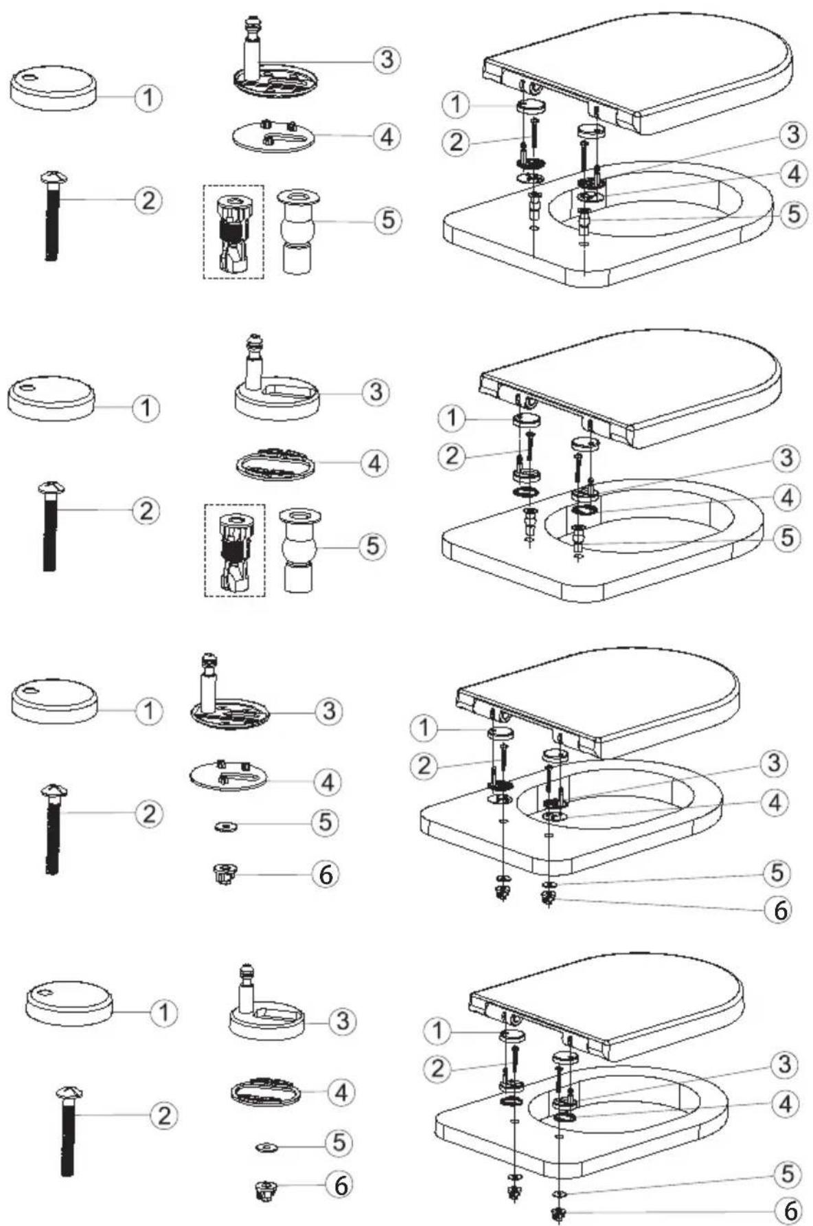 Wellis Ditte - Installationsanleitung verschiedener Scharniere (bitte richtiges Scharnier wählen) - 1