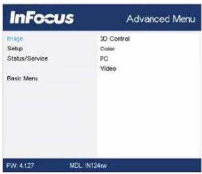 INFOCUS IN128HDx - Advanced Menu - 1