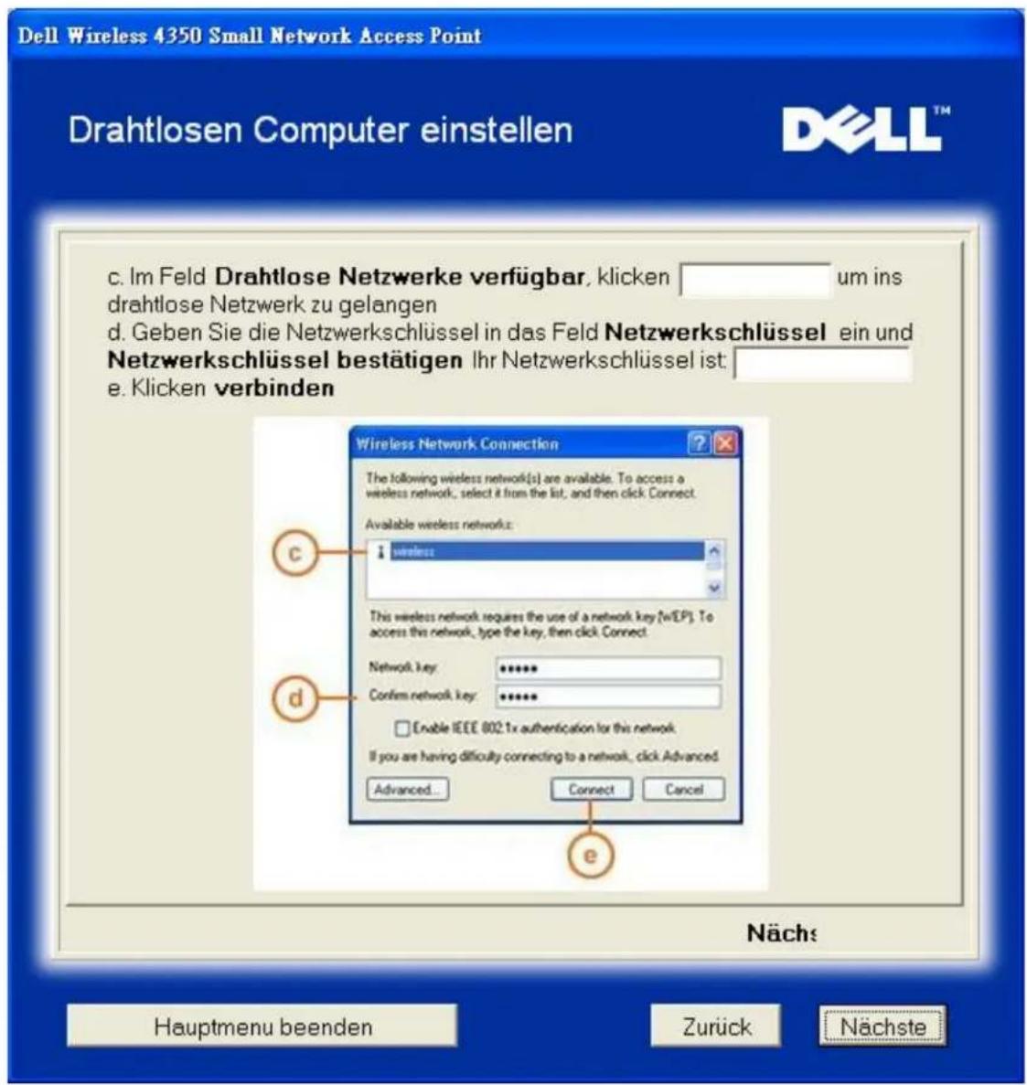 DELL 4350 - Drahtlose Computer verbinden - Windows XP (WEP Verschlüsselung) - 5