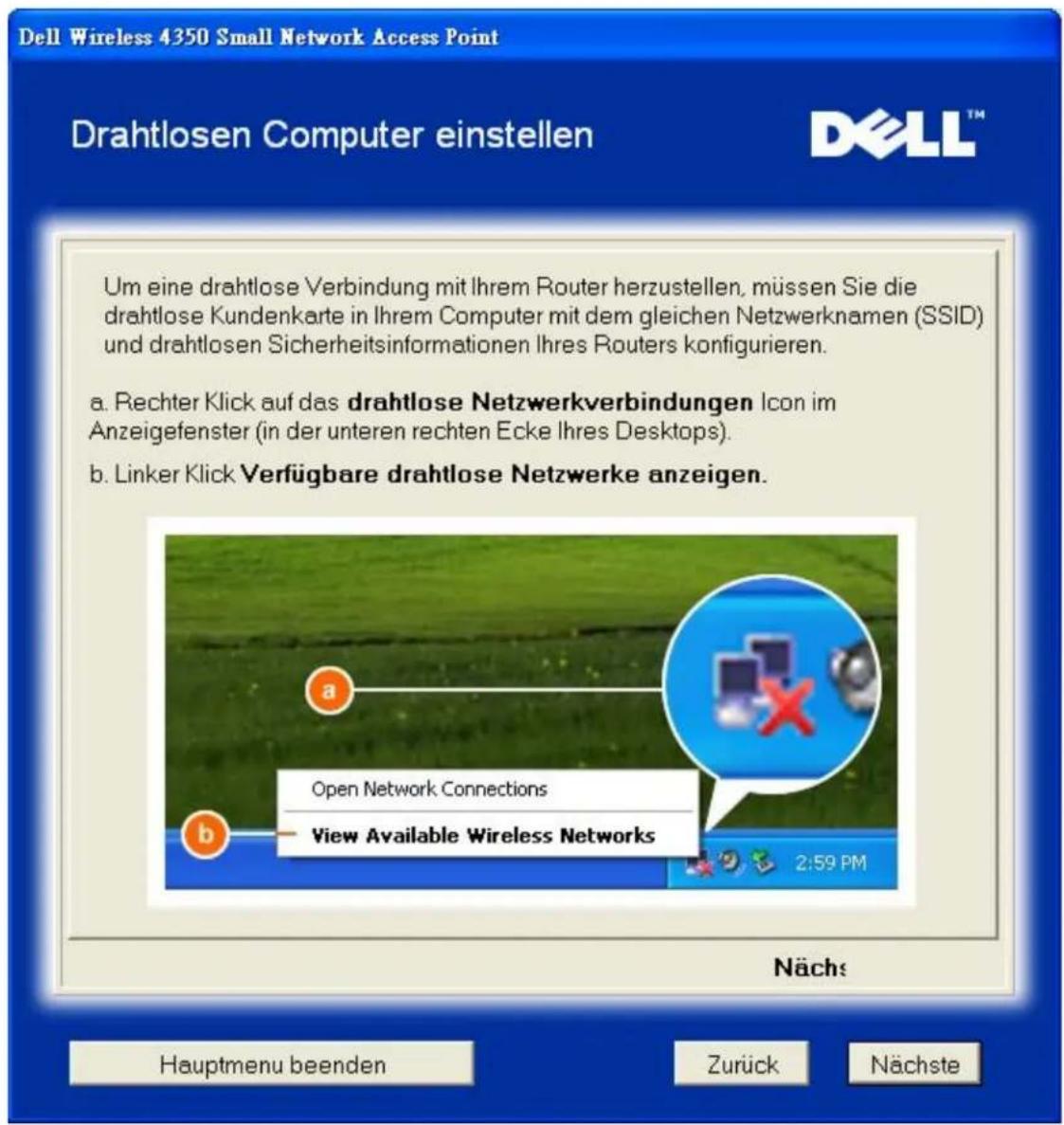 DELL 4350 - Drahtlose Computer verbinden - Windows XP (keine Verschlüsselung) - 3