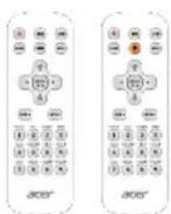 Two identical remote control buttons with 'ACER' branding and a central orange button, likely for navigation or radio system.