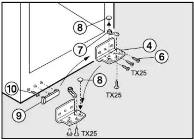 MIELE FN24062 - Changing the lower hinge plate over - 1