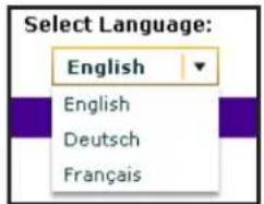 Select Language: English English Deutsch Français