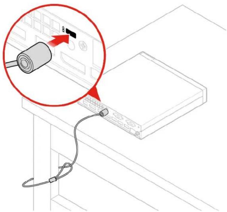 LENOVO ThinkCentre M625q - Attaching a Kensington-style cable lock - 1