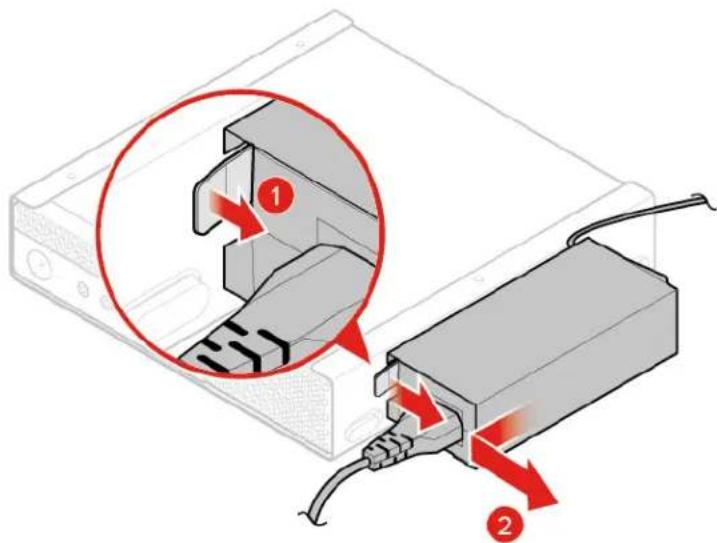 LENOVO ThinkCentre M625q - Replacing the power adapter bracket - 1