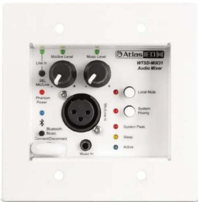 Atlas Sound WTSD-MIX31K - WTSD-MIX31K 3x1 Mic / Line / BT / AUX Mixer with Optional Dante® Audio Network Interface - 1