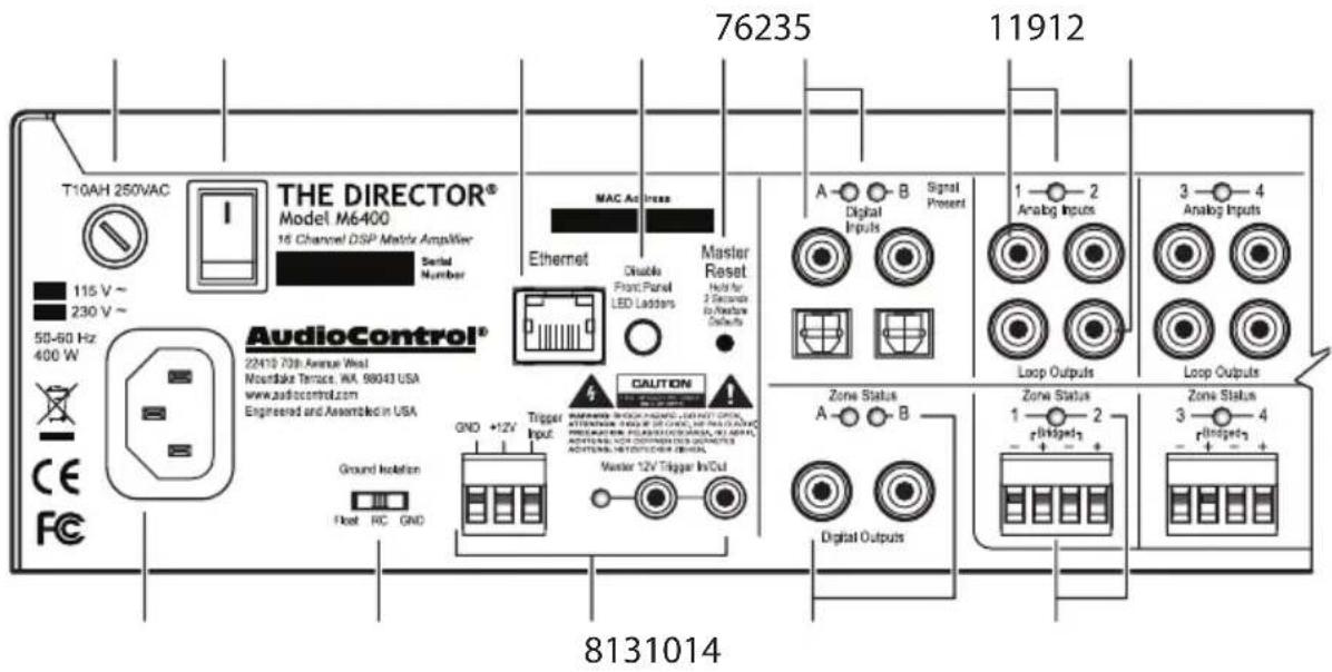 AudioControl The Director Model M6400 - Digital Inputs/Outputs - 1