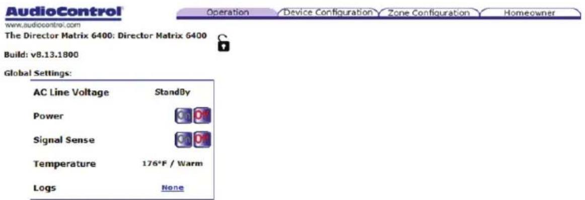AudioControl The Director Model M6400 - Operation Tab - 1