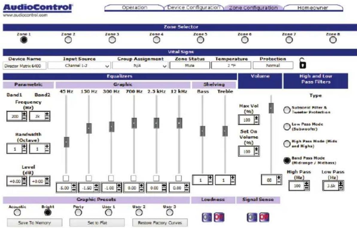 AudioControl The Director Model M6400 - Signal Processing Tab - 1