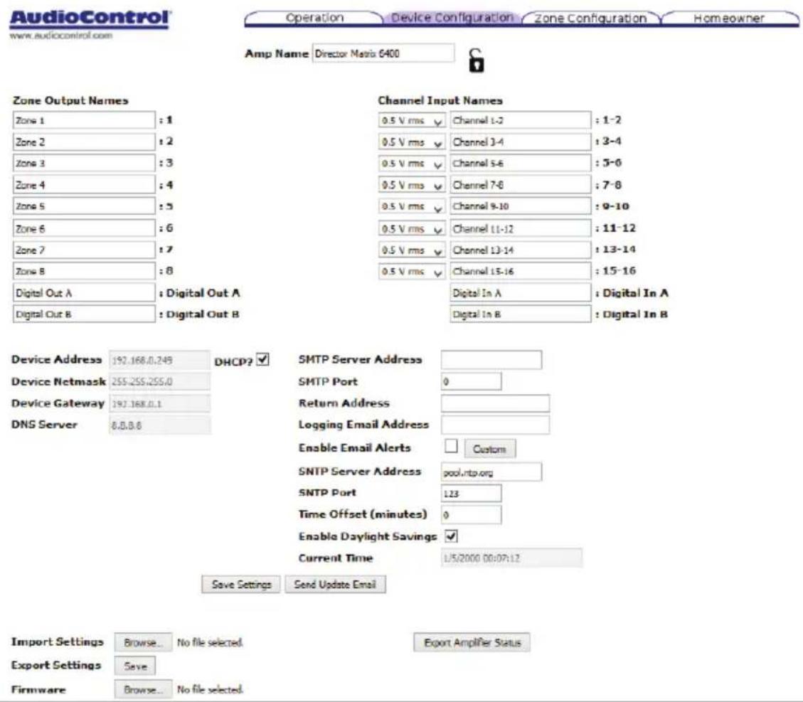 AudioControl The Director Model M6400 - Device Configuration Tab - 1