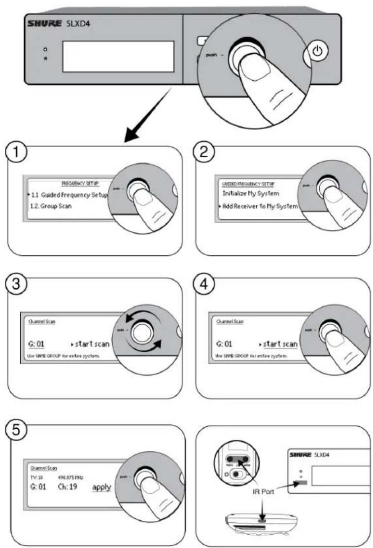 SHURE SLXD24 - Using the Guided Frequency Setup - 3
