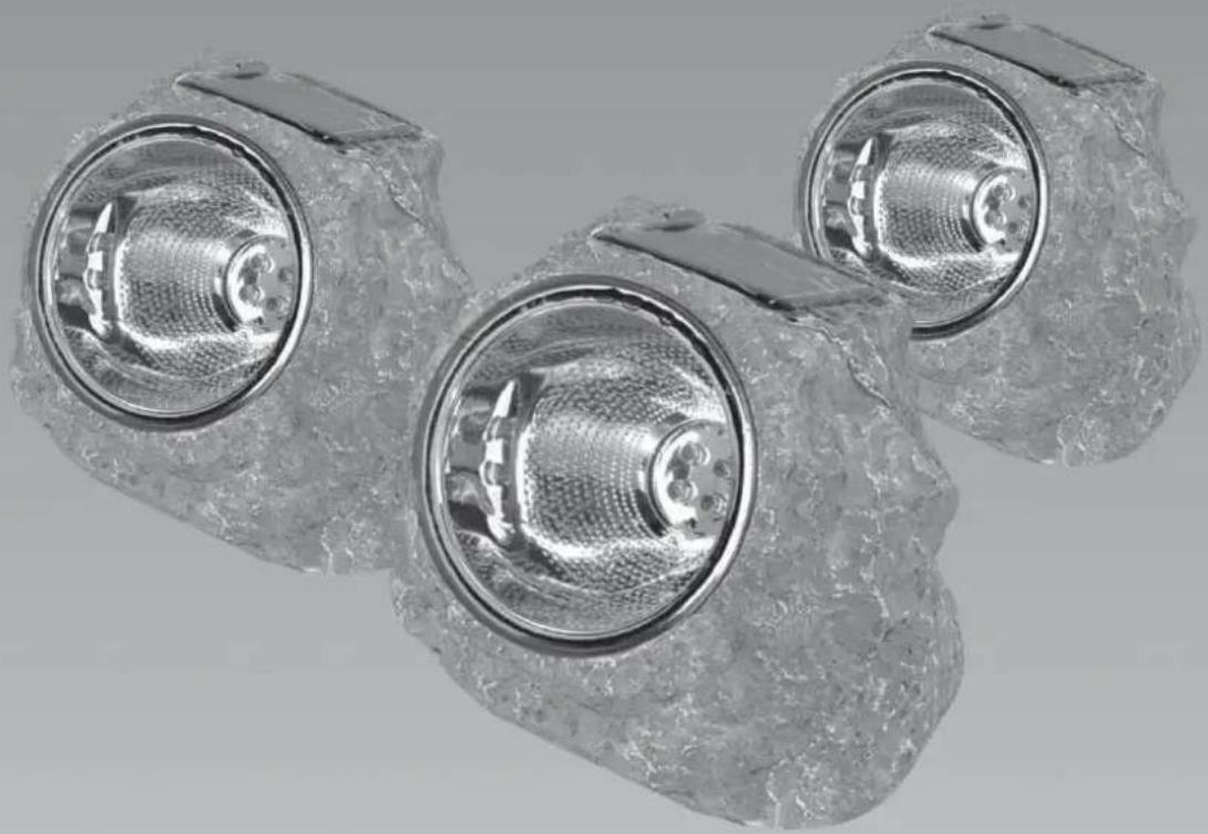 Livarno Lux IAN 86283 - Lámpara solar LED con diseño de piedra Lampada di pietra decorativa a LED solare Kit de 3 piezas / Set con 3 unità - 1