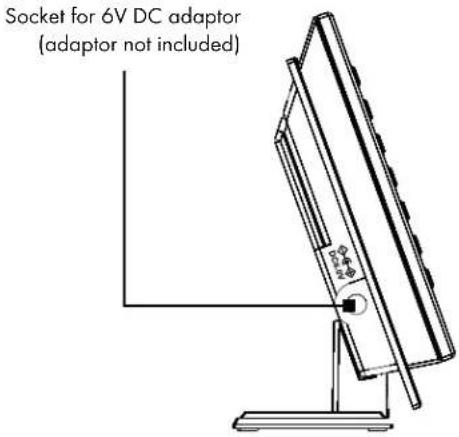 Socket for 6V DC adaptor (adaptor not included)
