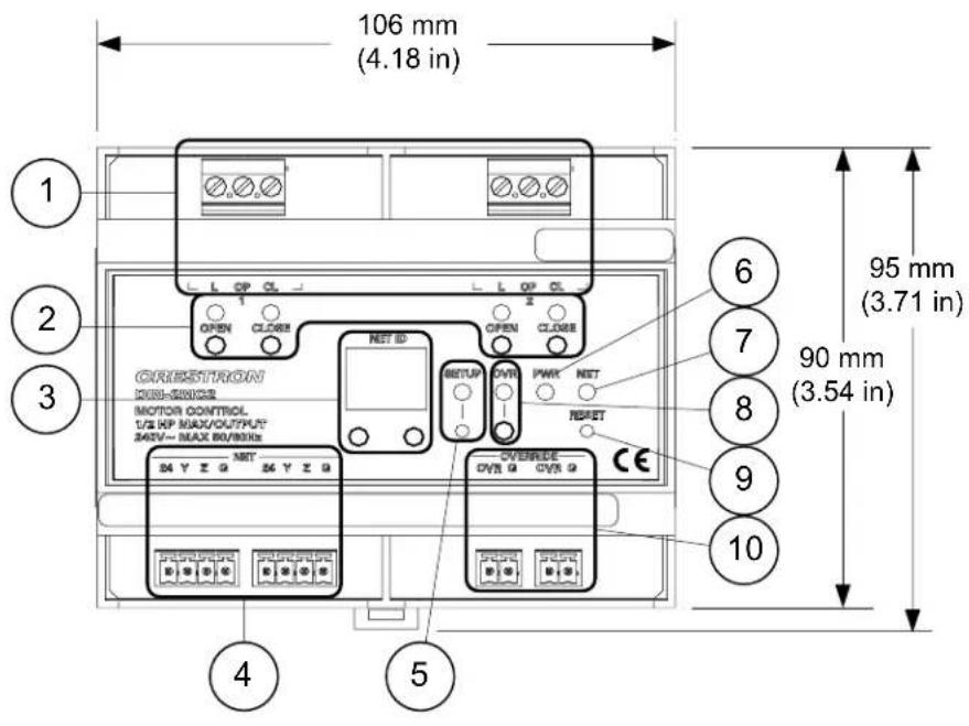106 mm (4.18 in) 95 mm (3.71 in) 90 mm (3.54 in) GRIESTRON DISH-DRUM MOTOR CONTROL 1/2 HP MAX/OUTPUT 245V~ MAX 80/80Hz NET ID SETUP CVR PWR NET RESET NET OVERLOAD CVR G CVR G ① ② ③ ④ ⑤ ⑥ ⑦ ⑧ ⑨ ⑩