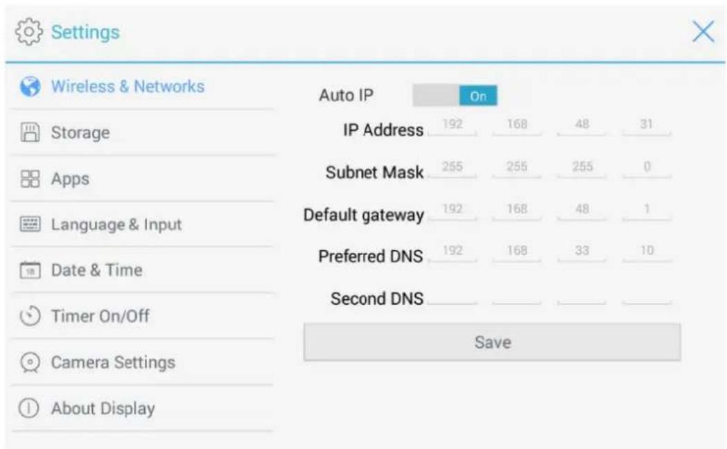 Newline TruTouch X9 - Wired Network Settings - 1