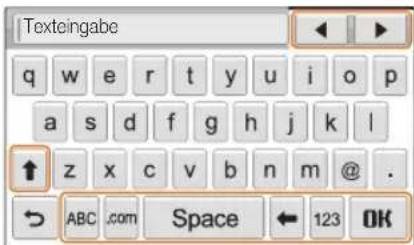 Texteingabe q w e r t y u i o p a s d f g h j k l ↑ z x c v b n m @ . → ABC .com Space ← 123 OK
