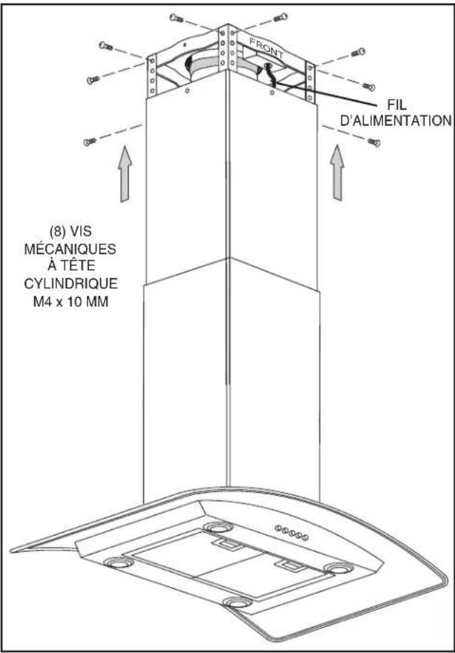 (8) VIS MÉCANIQUES À TÊTE CYLINDRIQUE M4 x 10 MM FRONT FIL D'ALIMENTATION