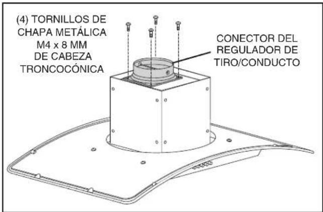 (4) TORNILLOS DE CHAPA METÁLICA M4 x 8 MM DE CABEZA TRONCOCÓNICA CONECTOR DEL REGULADOR DE TIRO/CONDUCTO