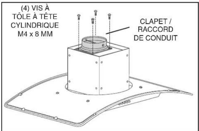 (4) VIS À TÔLE À TÊTE CYLINDRIQUE M4 x 8 MM CLAPET / RACCORD DE CONDUIT