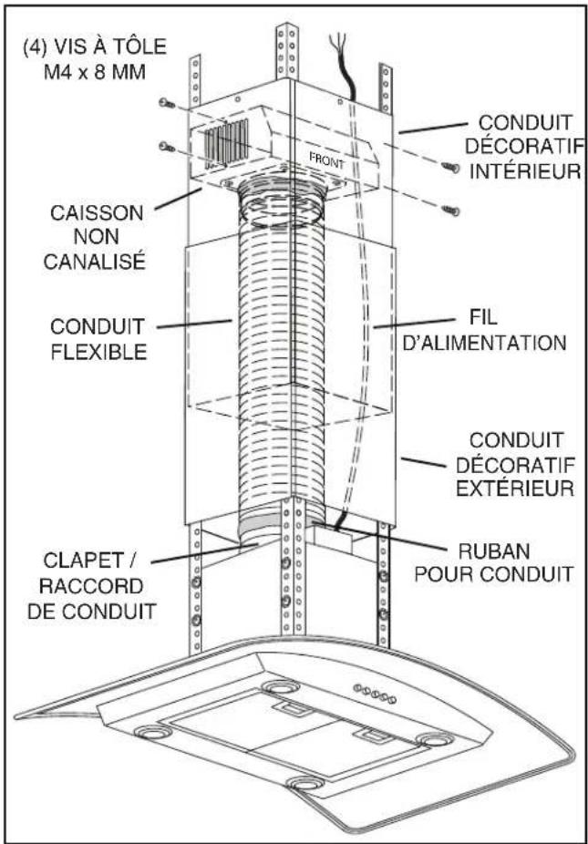 (4) VIS À TÔLE M4 x 8 MM CAISSON NON CANALISÉ CONDUIT FLEXIBLE CLAPET / RACCORD DE CONDUIT FRONT CONDUIT DÉCORATIF INTÉRIEUR FIL D'ALIMENTATION CONDUIT DÉCORATIF EXTÉRIEUR RUBAN POUR CONDUIT