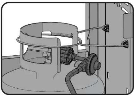Technical illustration of a mechanical assembly with hoses and components (no text or symbols)