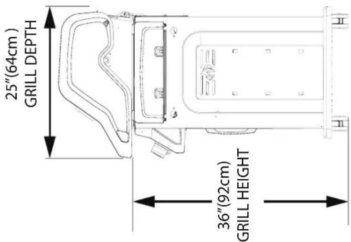 25"(64cm) GRILL DEPTH 36"(92cm) GRILL HEIGHT