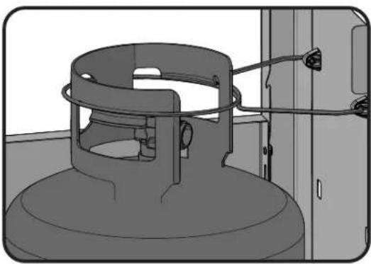 Technical illustration of a mechanical device with a cylindrical housing and attached wiring (no text or symbols)
