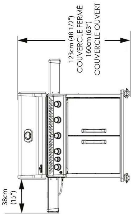 38cm (15") 123cm (48 1/2") COUVERCLE FERMÉ 160cm (63") COUVERCLE OUVERT