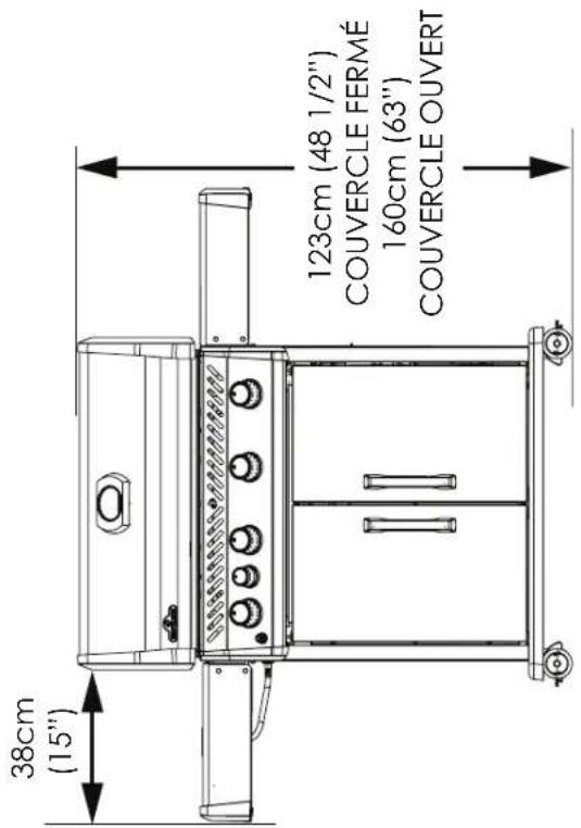 38cm (15") 123cm (48 1/2") COUVERCLE FERMÉ 160cm (63") COUVERCLE OUVERT