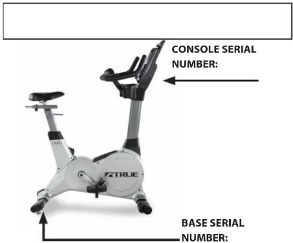 CONSOLE SERIAL NUMBER: BASE SERIAL NUMBER: