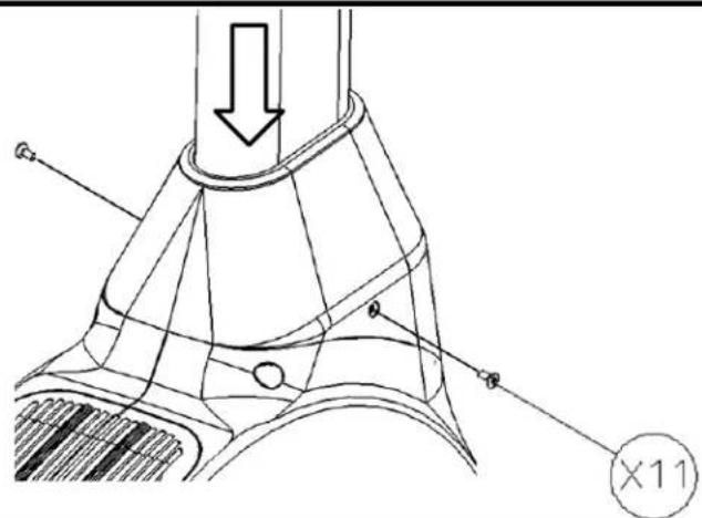 Technical diagram of a mechanical component with labeled parts and directional arrow, marked as X11