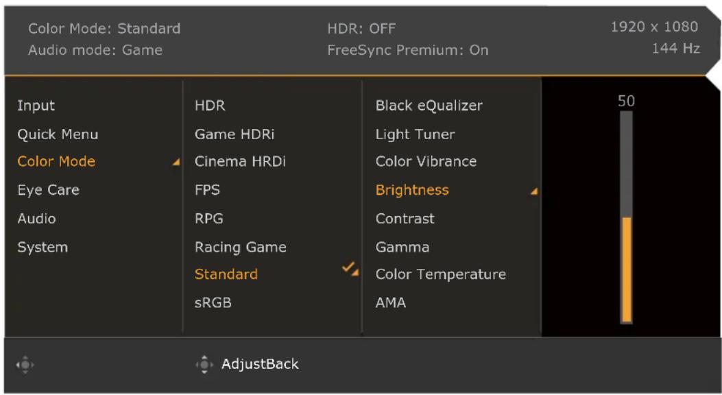 BENQ Mobiuz EX2710 - Farbmodus-Menü - 1