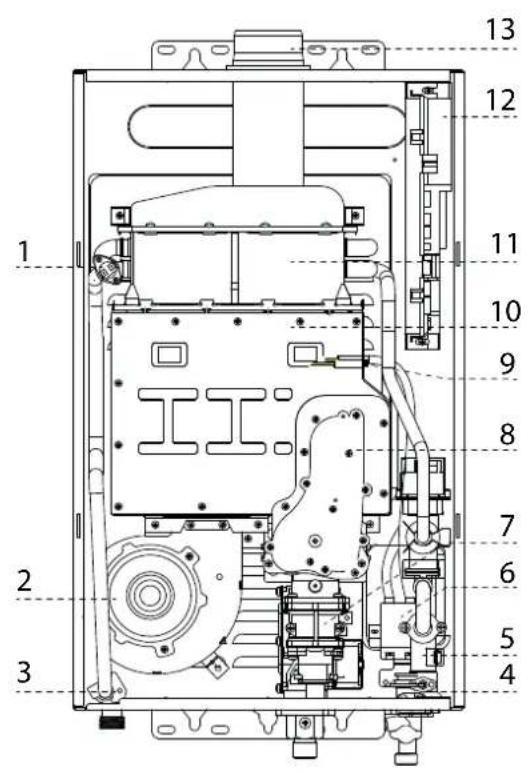 Technical diagram of an electronic device with numbered components for identification