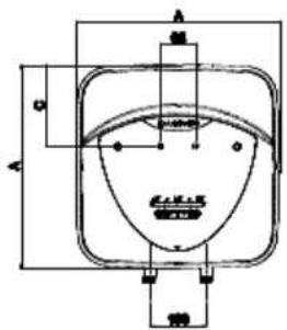 Technical diagram of a mechanical component with labeled dimensions and features