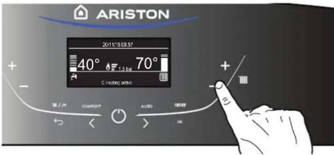 ARISTON 2011/15 09:57 40° 70° C heating active + - + - OFF / AS CONSTINT AUTO OK
