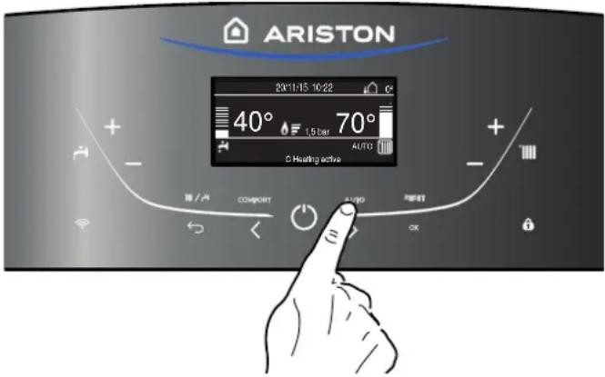 ARISTON 20/11/15 10:22 40° 1.5 Bar 70° AUTO C Heating active + - + - CONSPORT AUTO OK OFF COMPUT STOP COOH OFF STOP