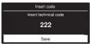 Insert code Insert technical code 222 Save