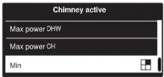 Chimney active Max power DHW Max power CH Min