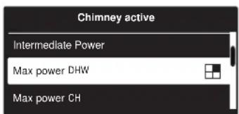 Chimney active Intermediate Power Max power DHW Max power CH
