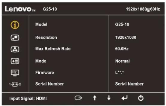LENOVO G25-10 - Using the On-Screen Display (OSD) controls - 1