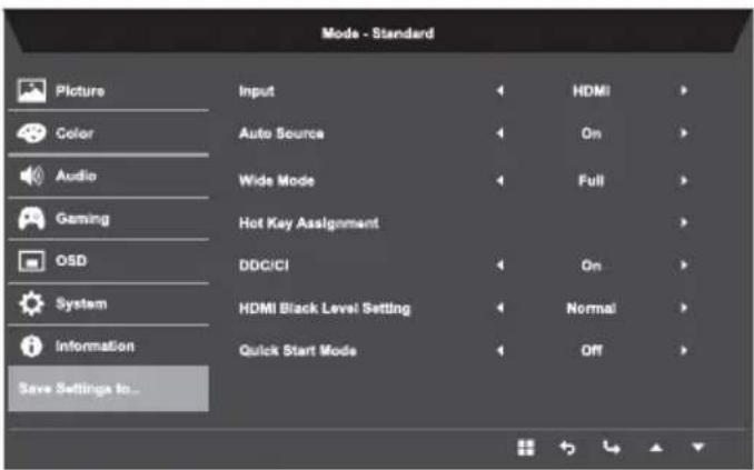 ACER Nitro RG270 - Save Settings to..... (User mode only) - 1